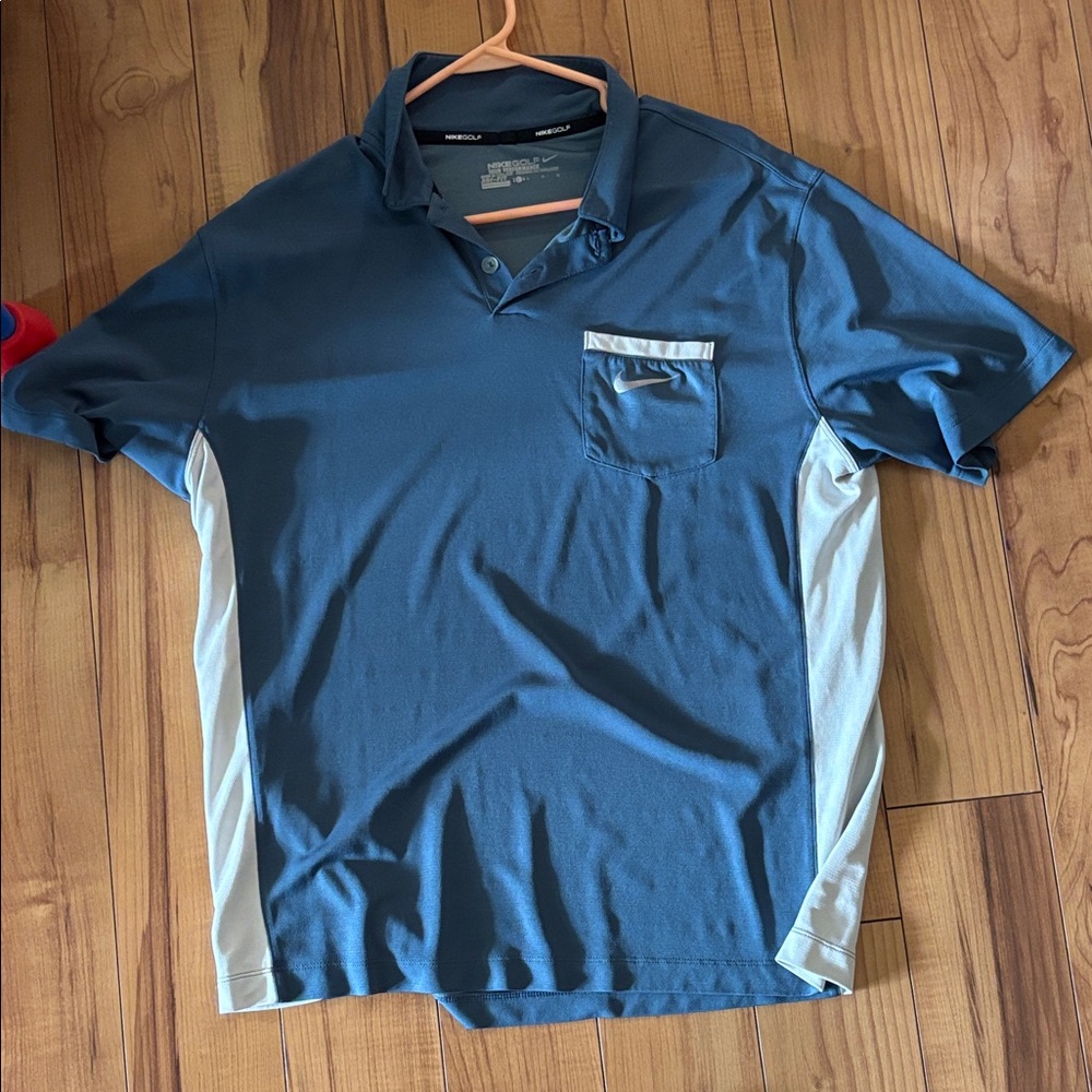 Nike Men's Blue and Gray Polo Shirt